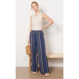 Michael Stars Rosa Blue Embroidered Striped Pants L $158